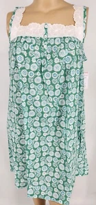 NWT Womens Sleeveless Nightgown 100% Cotton Green Floral Croft & Barrow - Picture 1 of 4