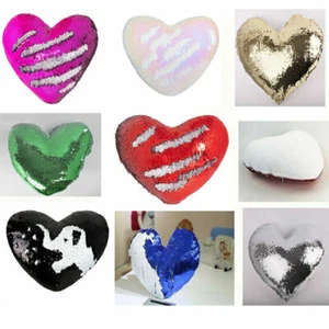 Sublimation Blank Reversible Sequin Pillow Case Love Heart Cushion Cover Decor - Picture 1 of 54