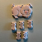 Vintage Ceramic￼ Pig ￼Mobile Windchime￼￼ Mama Pig And 5 Baby Piglets Wall Decor￼