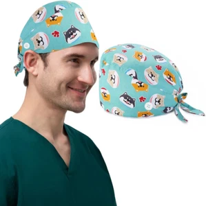 Op Haube Stoff Krankenschwester Haube Einstellbare Chirurgische Mütze Knöpfen Ve - Bild 1 von 6