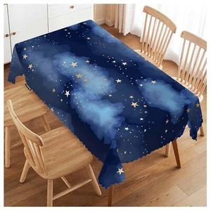 Decorative Rectangle Table Cloth Stars Galaxy Blue Cosmos Sky Galaxy Universe Sp - Picture 1 of 7