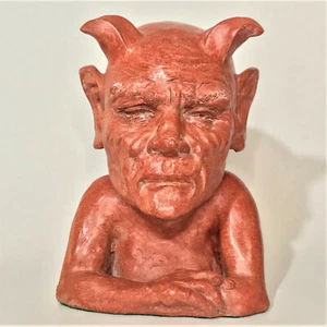 Red Devil Handmade Original Art, 8" Indoor Outdoor Sculpture for Home & Garden - Picture 1 of 12