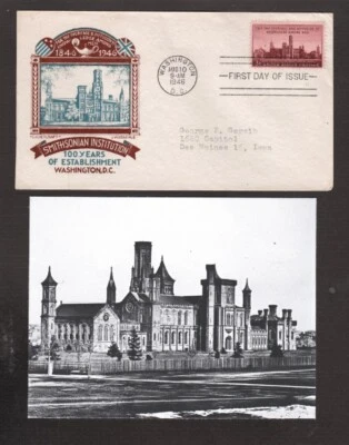 Smithsonian 100 Years - First Day of Issue - Aug 10, 1946 - Staehle Cachet - Image 1 of 4
