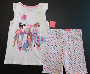 Isaac Mizrahi Girl Top Shorts White Multi SIZES S/5-6 & M/7-8 Friends NEW - Picture 1 of 8