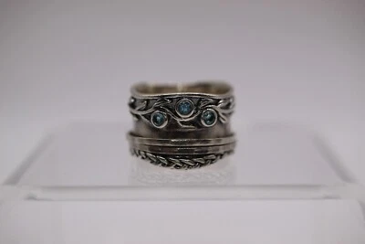 OrPaz Israel SS Blue Topaz Spinner Ring Sz:7.75  (113PID) — 第 1/4 张图片