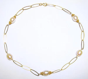 Traumhafte GROSSE 10mm SÜSSWASSERPERLEN Vermeil 925 KETTE HALSKETTE - Bild 1 von 1