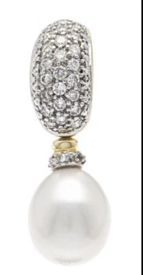 Perlen-Brillant Clipanhänger  Brillanten, zus. 0,30 ct - Bild 1 von 4