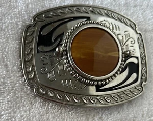Polished Stone Western Style Vintage Belt Buckle - Picture 1 of 6
