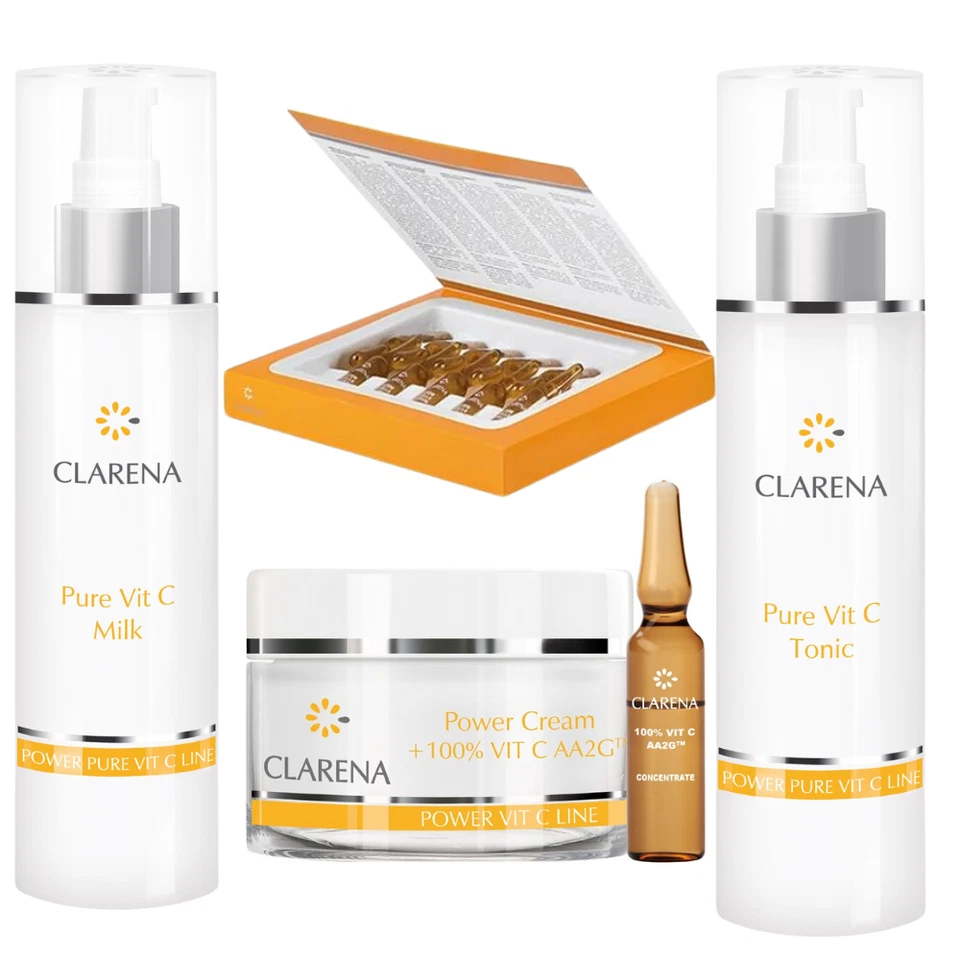Clarena Power Pure Vit C Serum Cream Toner Milk BRIGHTENING ANTI AGING - Image 1 of 1