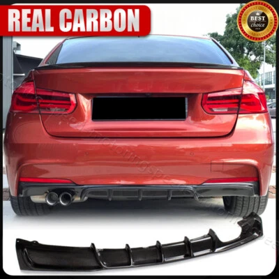For BMW F30 325i 335i 340i M-sport 2013-18 REAL CARBON Rear Bumper Lip Diffuser - Image 1 of 4