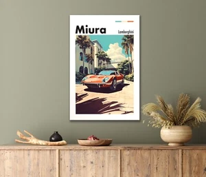 Luxury Automotive Vintage Car Palm Trees 40x60cm Canvas or Metal Print Wall Art - Bild 1 von 4