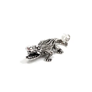 4.4cm Silber Krokodil 925 Sterling Silber Figur Alligator Miniaturfigur Anhänger - Picture 1 of 12