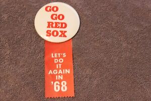 1968 Boston Red Sox MLB baseball "GoGo Red Sox" 3 1/2" pin w/Do It Again ribbon