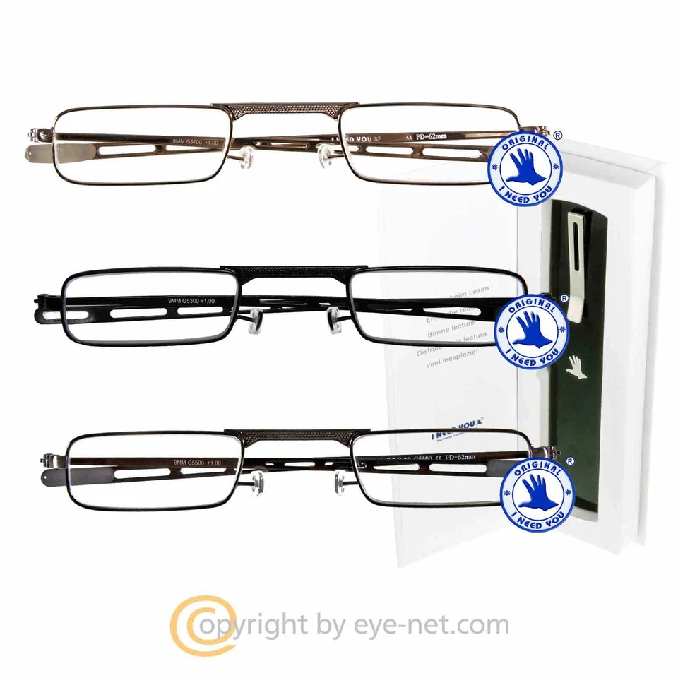 9mm Reisebrille - superflache Lesebrille incl. Metall-Etui I Need You by EYE-NET