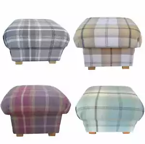 Storage Footstools Pouffes Balmoral Tartan Fabric Check Checked Scottish Ochre - Picture 1 of 55