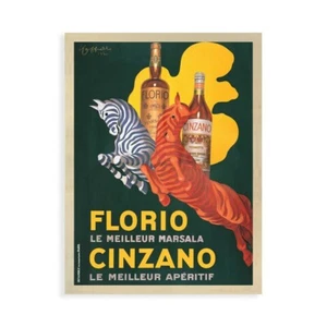 Stampa su Tela su Carta Poster o Quadro Cappiello Leonetto Florio e Cinzano-1930 - Picture 1 of 2