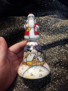 Hand Painted Porcelain Santa Christmas Bell 5.5” by G.DeBrekht - Picture 1 of 6