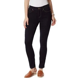 Anne Klein Mid Rise Skinny Dark Wash Denim Jeans Contemporary Minimalist Size 6 - Picture 1 of 8