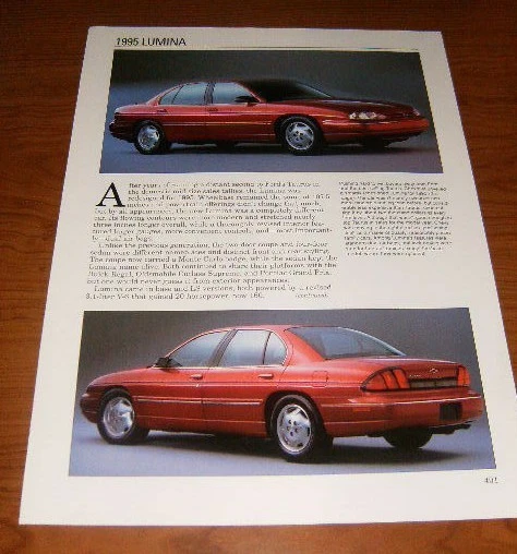 Chevy Lumina 1995 hoja de especificaciones de información 95 LS 3,1 3,4 ★★ Foto 1 de 1