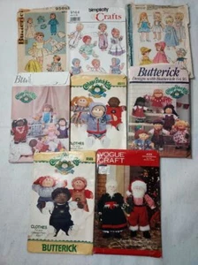 LOT OF 8 Vintage Butterick Cabbage Patch Doll and Other Doll Patterns - Picture 1 of 1