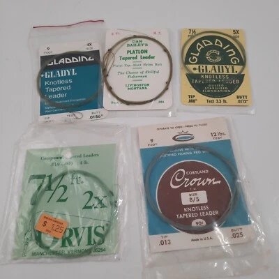 5 Gladding Bailey Orvis Courtland 7 1/2 ft 9 ft 2X 4X 5X líderes cónicos sin nudos Foto 1 de 4
