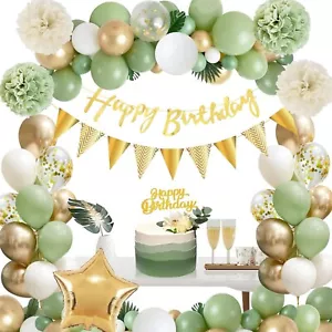 Geburtstag Dekoration Geburtstagsdeko Party Girlande Ballons 62-teilig Grün B650 - Bild 1 von 7