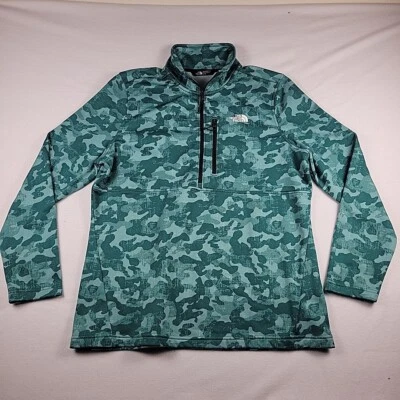 Pulôver feminino The North Face lã 1/4 zíper novidade 100wt cinza tamanho XL camuflagem - Imagem 1 de 4