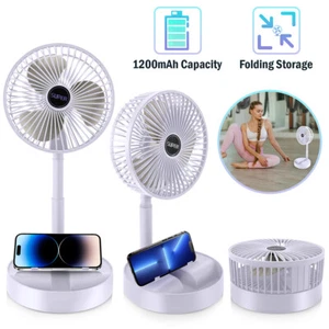 Stand Fan Portable Folding Pedestal USB Rechargeable Telescopic Table Floor Fan - Picture 1 of 16