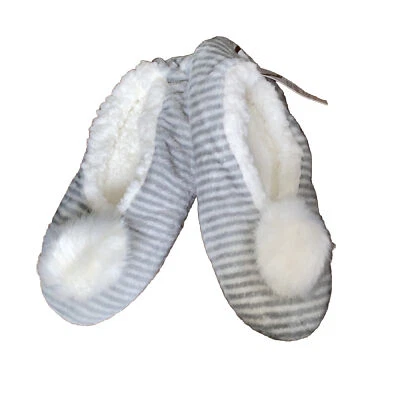 Fuzzy Babba Faux Fur PomPom Sherpa Lined Slipper Socks Sz M-L Warm Cozy Soft NWT - Image 1 of 4