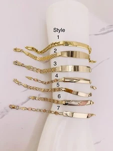 Real 10k Gold Bracelet ID plate personalized - Pulsera en oro 10 kilates placa - Picture 1 of 20