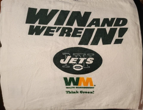 New York Jets "WIN & WE'RE IN!" Playoff Rally Towel SGA (White) NEW! Cover