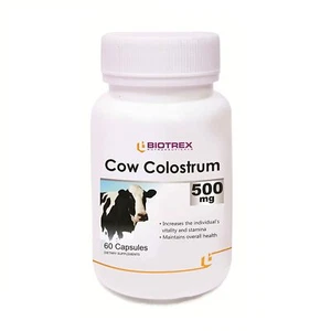 Biotrex Nutraceuticals Cow Colostrum 500Mg - 60 Capsules FREE DELIVERY - Picture 1 of 3