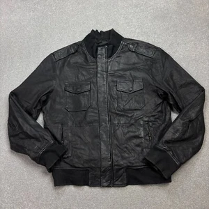 Leder Fliegerjacke Erwachsene Large schwarz Bomber Flieger Militär USA Flug Herren - Bild 1 von 9