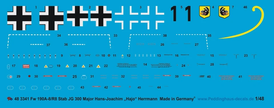 Peddinghaus 1/48 3341 Fw 190 A8/R8 BAR Jg 300 Principali Hans-Joachim " Hajo " - Immagine 1 di 1