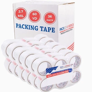 36 Rolls Packing Tape, 60yd (180 feet) 2.7 mil Thick 1.88" for Carton Sealing - Picture 1 of 1