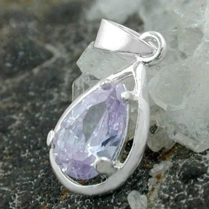 Simulated Pear Cut Lavender quartz Drop Dangle Women 935 Silver Unique Pendant - Picture 1 of 4