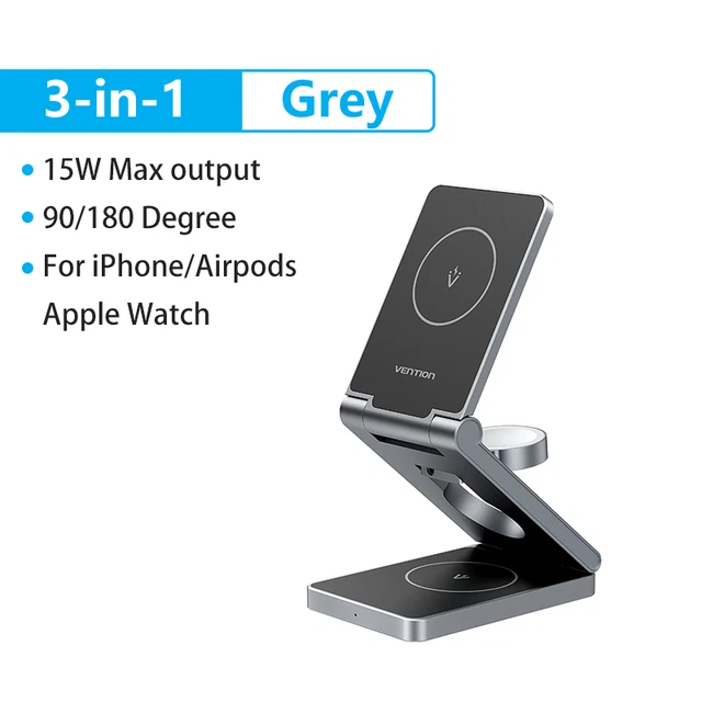 Cargador inalámbrico magnético 3 en 1 15W soporte rápido para iPhone 16 15 14 13 Airpods Foto 1 de 4