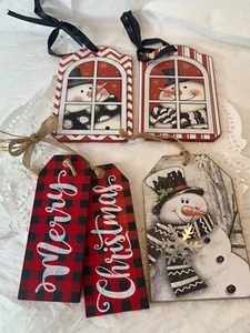Wood Snowman Merry Christmas Ornament Decorations By Youngs NEW - Picture 1 of 19