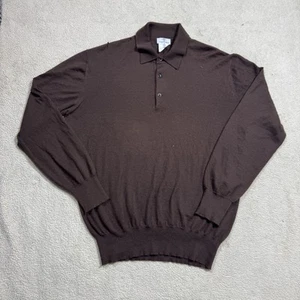 Avon Celli Sweater Mens 52 Brown 100% Cashmere Collared Polo Wilkes Basbford SF - Picture 1 of 13