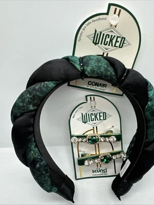 (2) Juego de diadema de satén y clip de salón Conair Elphaba Spa cristal verde malvado Foto 1 de 4