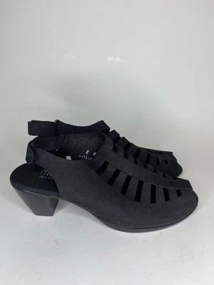 Sandalias Munro Mujer Talla 8M Tacones Traseros Cuero Negro Hechas en EE. UU. Foto 1 de 4