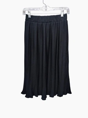 Pleione Skirt Black Pleated Lined Knee Length Midi Women's Size SMALL  - Image 1 of 4