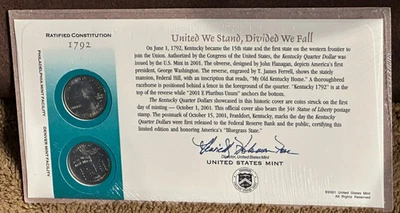 2001 - P &D - From the 50 State Quarters 1st Day Minted Collection - Kentucky - Image 1 of 2