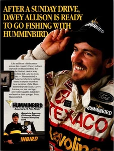 Anuncio impreso vintage Humminbird Davey Allison Texaco Ford Racing años 90 - Imagen 1 de 1
