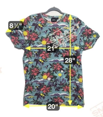 WESC Tee Shirt Unisex LARGE Floral Turquoise Purple Aloha Beach LOUD VINTAGE - Image 1 of 4