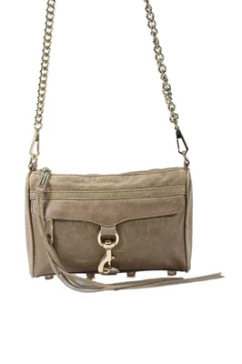 Bolso de Hombro Rebecca Minkoff Mujer Cuero Tono Dorado Cremallera Beige Talla M Foto 1 de 4