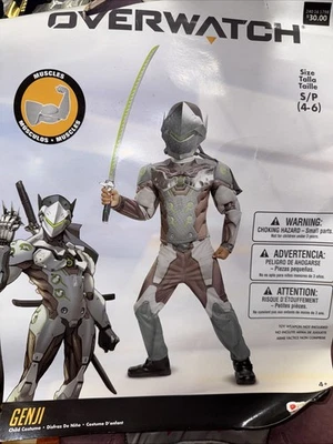Disfraz Overwatch Genji Mono, Músculo, Brazo, Torso, Capucha y Máscara Niño Talla S Foto 1 de 2