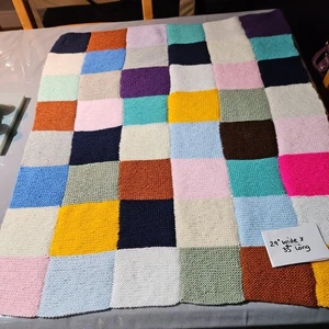 Hand Knitted Patchwork Blanket - Picture 1 of 6