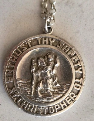 Colgante Georg Jenson Vintage Plata Esterlina Doble Cara San Cristóbal 27g Foto 1 de 4