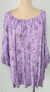 J. Jill Lavender Purple Floral Peasant Top Women's 3X - Picture 1 of 6